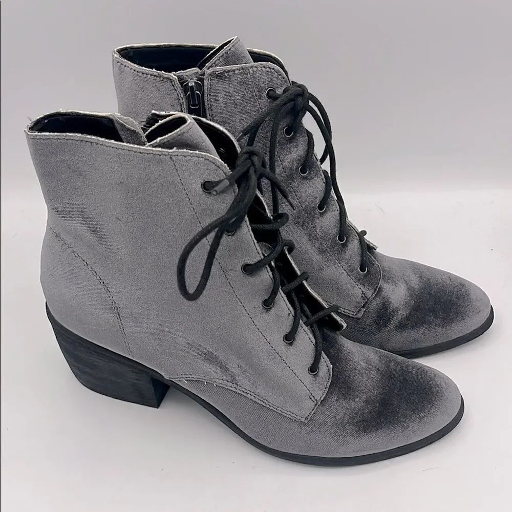 Dolce Vita velvet silver lace up combat bootie